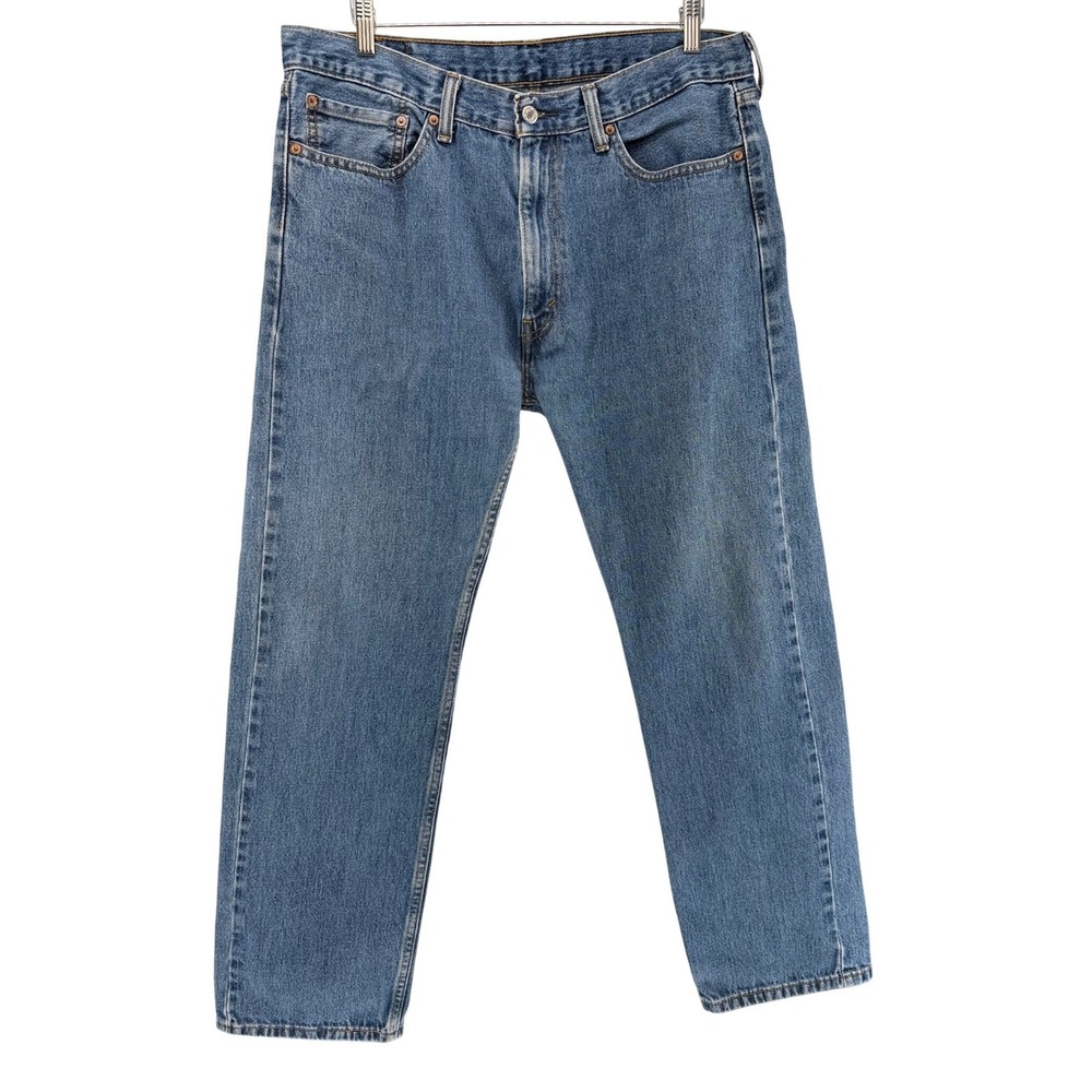 Levis 505 Regular Fit Straight Leg Mens Jeans 36x30 Medium Wash Blue Denim